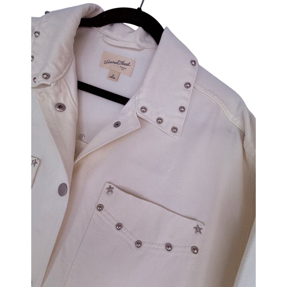 Universal Threads Studded Chore Denim Oversize Western Jacket White/Cream NWOT M
